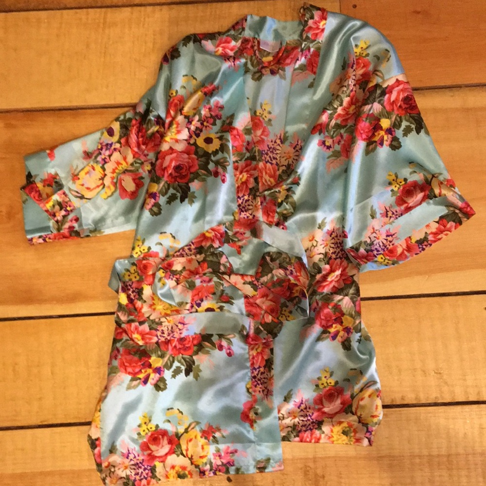 Floral silk robe